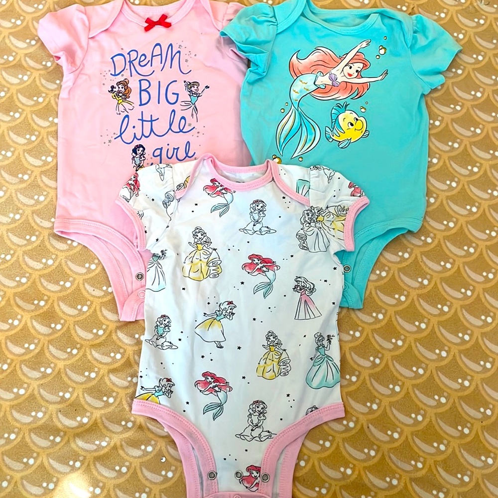 Set of 3 Disney Princess Onesies